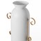 19.25 in Tall Decorative White Metal Floor Vase With 2 Gold Handles - Elegant Handcrafted Chic Vessel for Entryway, Living Room, or Dining Room - Modern Home Decor Accent - Tall Floor Standing Vase